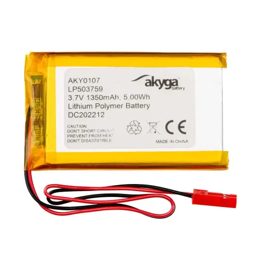 Lithium Polymer Battery Akyga AKY0107 LP503759 Li-Po 3.7V|1350mAh PCM JST 2.54 2-Pin Connector 150mm