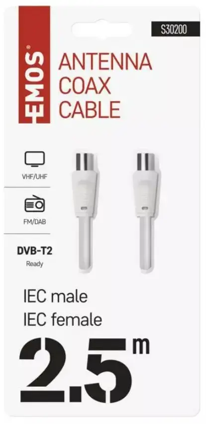 Koaksiālās antenas kabelis 2.5m coax