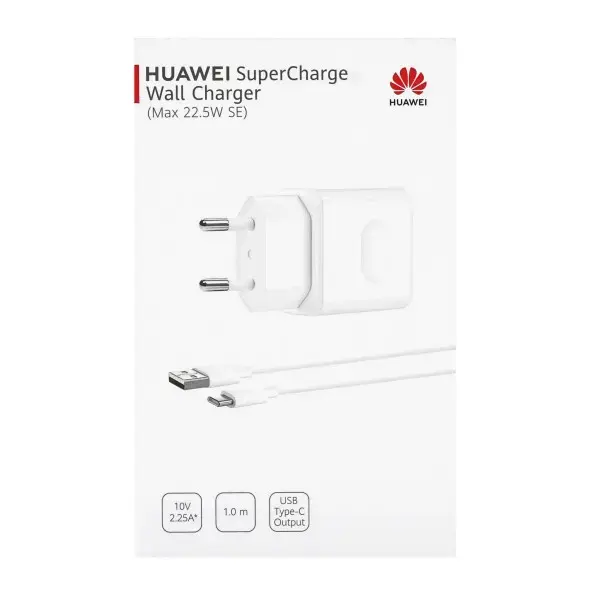 Huawei SuperCharge universal travel charger USB | 5V | 2.25A + USB-C cable 1M white