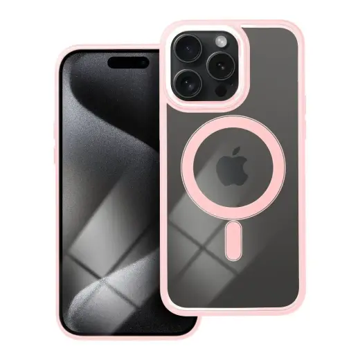 Color Edge Mag telefono dėklas su MagSafe palaikymu iPhone 15 Pro Max rožinis