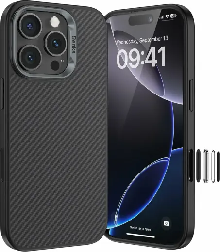 Benks Magnetic Armor Pro Kevlar Case Metal Frame 600D maciņš telefonam iPhone 16 Pro melns