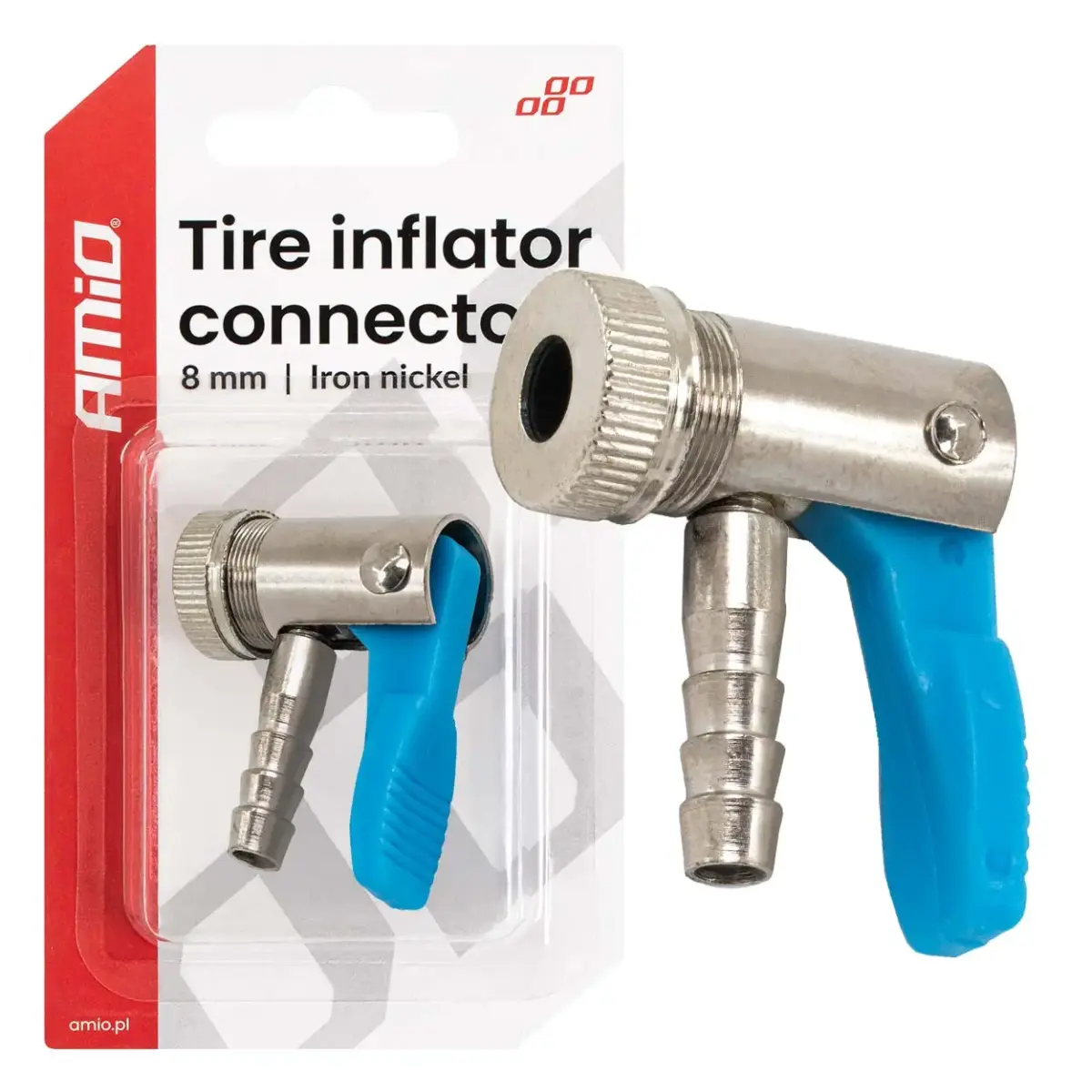 Iron nickel plating tire inflator connector 8 mm AMIO-04498