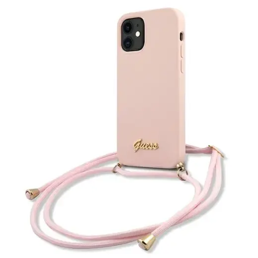 Guess GUHCP12SLSCLMGLP iPhone 12 mini 5,4" różowy|pink hardcase Metal Logo Cord
