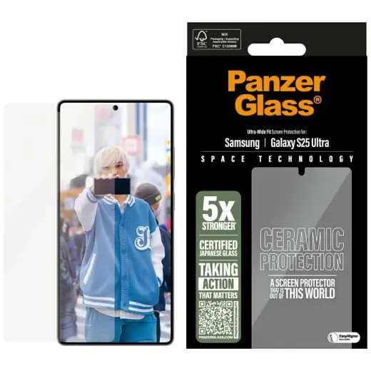 PanzerGlass Ultra-Wide tempered glass for phone Samsung Galaxy S25 Ultra ceramic