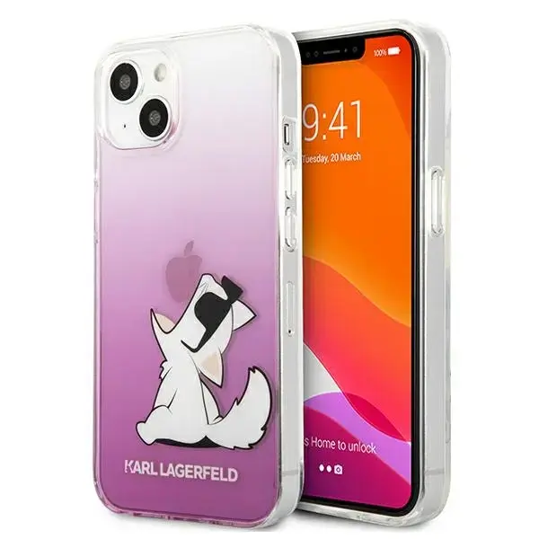 KLHCP13MCFNRCPI Karl Lagerfeld PC|TPU Choupette Eat Case for iPhone 13 Pink