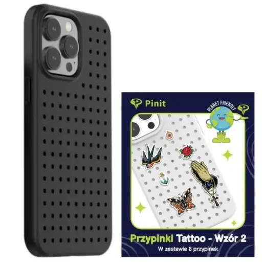 Pinit Dynamic + Tattoo Pin чехол для телефона iPhone 14 Pro Max чёрный
