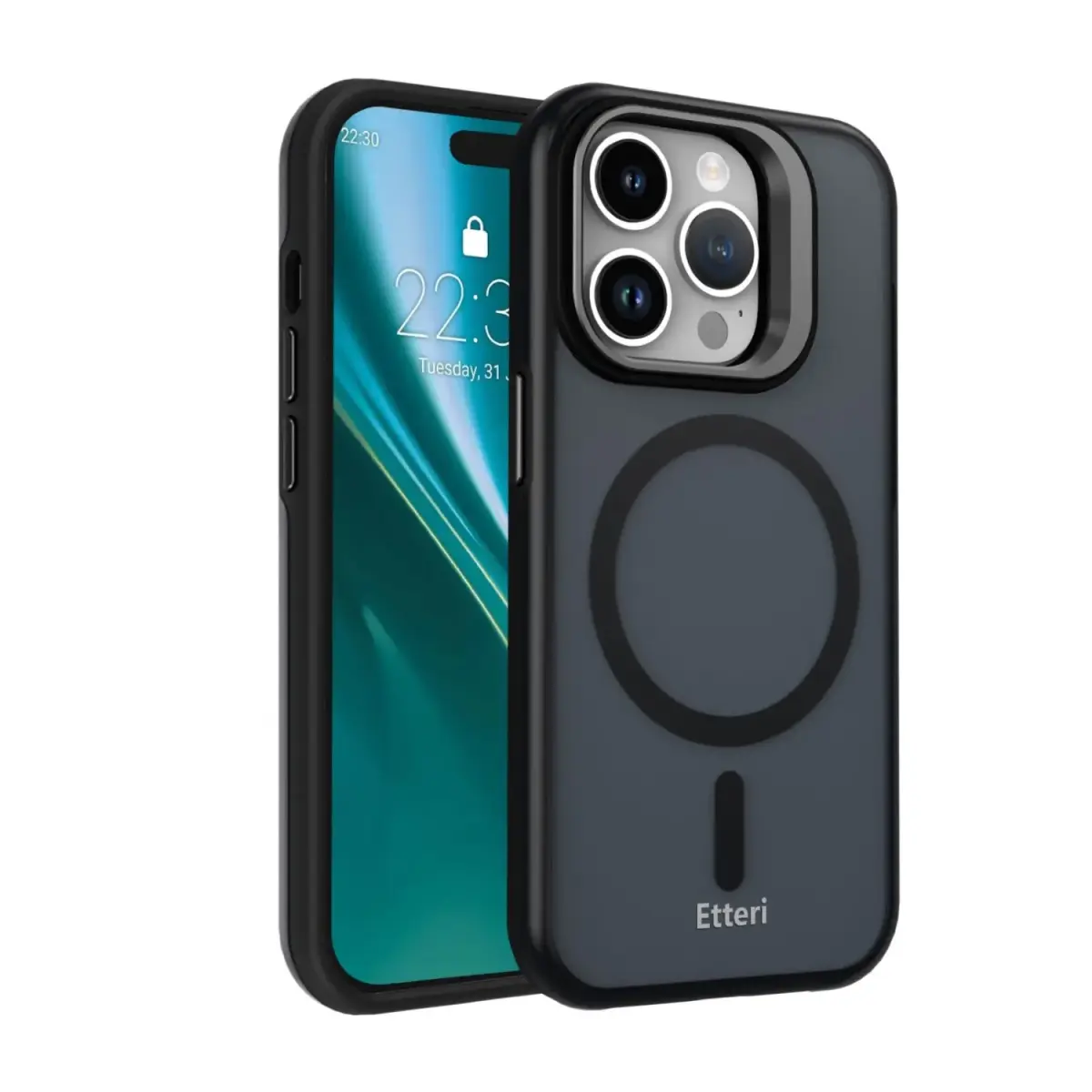Etteri Morning Fog phone case with MagSafe support for iPhone 15 Pro black