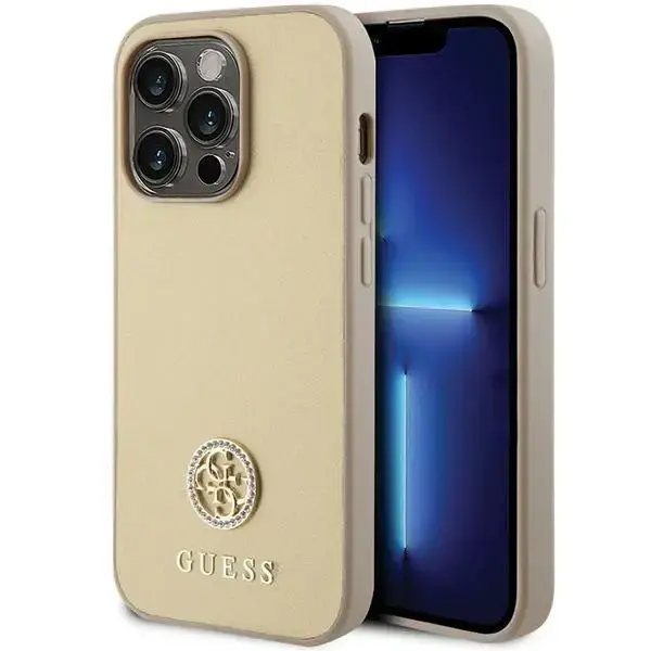 Guess GUHCP15LPS4DGPD iPhone 15 Pro 6.1" gold|gold hardcase Strass Metal Logo