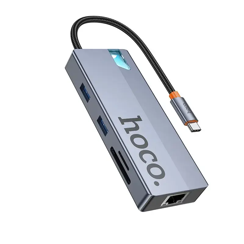 Adapter HUB 8w1 (HDTV+RJ45+SD/TF+PD+Type-C 3.0+USB