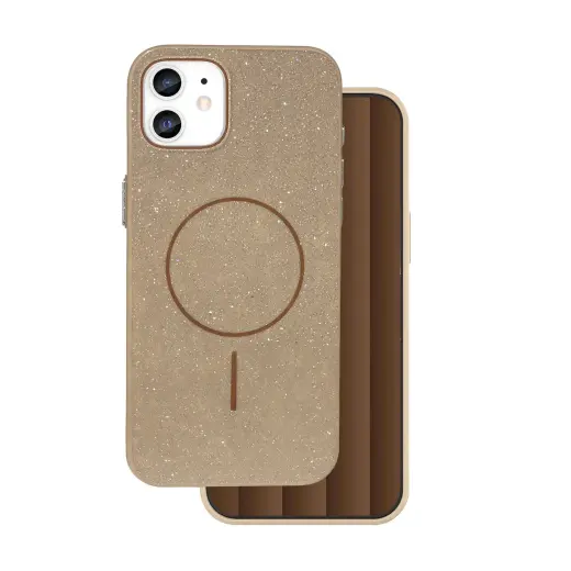 Glitter Thin Mag phone case with MagSafe support for iPhone 11 brown