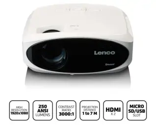 Projektors Lenco LPJ-900WH 1080P Bluetooth White
