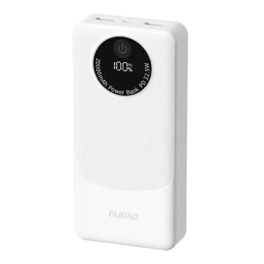 Dudao K12Pro ārējais akumulators (powerbank) | 20000 mAh | 22.5W | USB-A, USB-C | balts