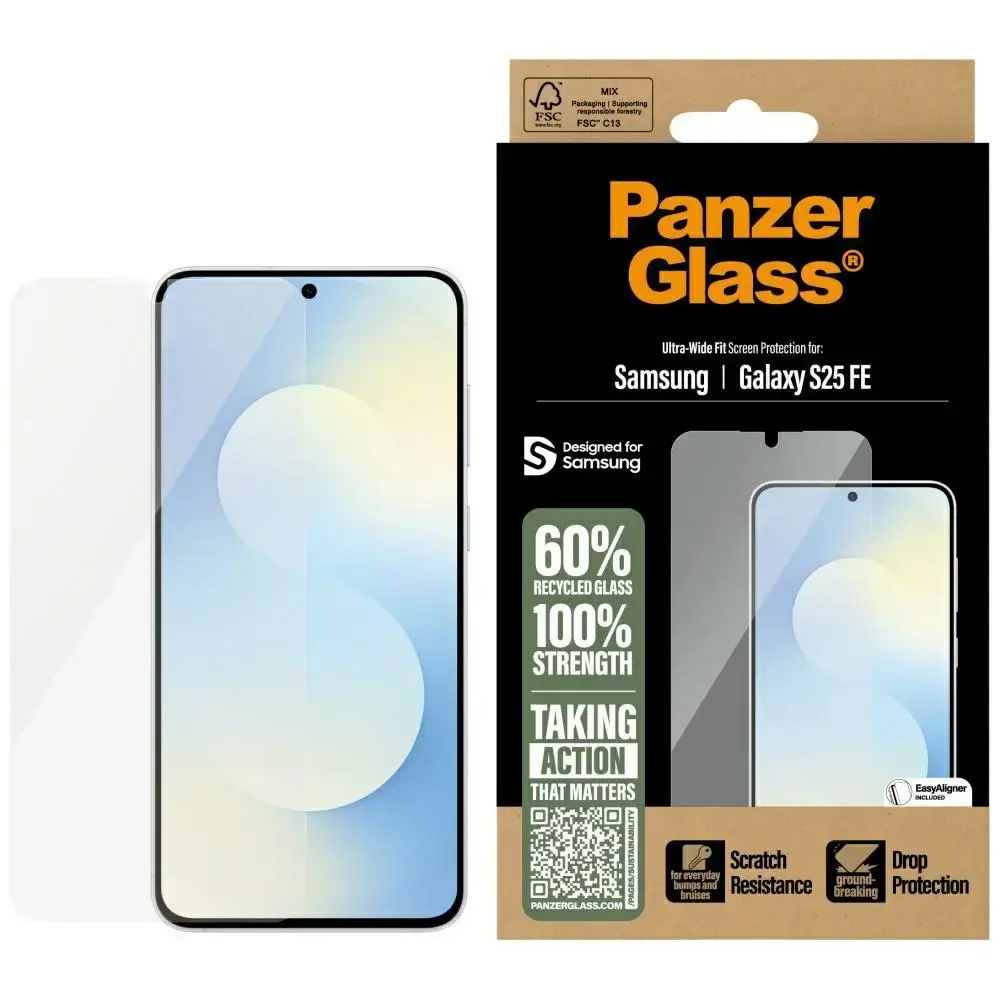 PanzerGlass Ultra-Wide Fit aizsargstikls telefona ekrānam Samsung Galaxy S25 FE (S731)