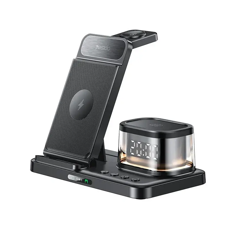 YESIDO INDUCTIVE CHARGER DS23 20W LED + WATCH 5IN1 (FOR SAMSUNG) BLACK