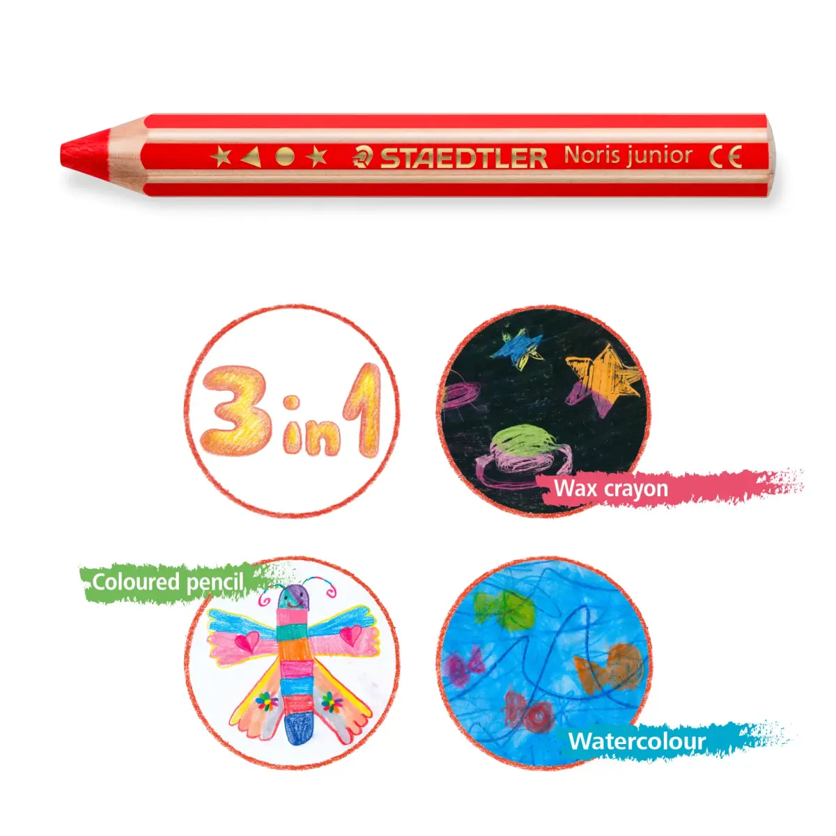 Krāsainie zīmuļi STAEDTLER Buddy 3 in 1, 6 krāsās