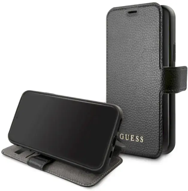 Guess GUFLBKSP12MIGLBK Iridescent Book Cover For Apple iPhone 12 | 12 Pro Black