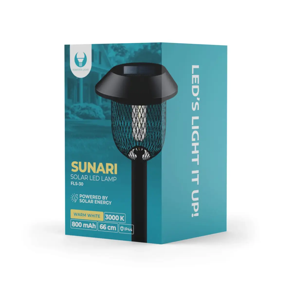 Forever Light Solar LED Lamp Steel Post SUNARI FLS-30 black