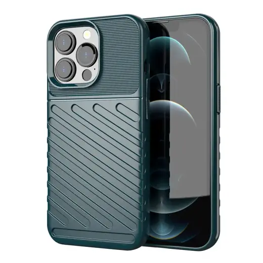 Thunder Case Flexible Tough Rugged telefoni ümbris iPhone 13 Pro roheline