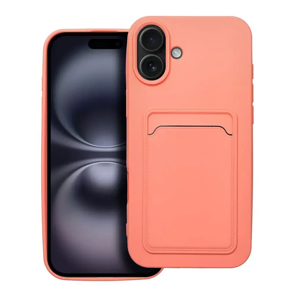 Card grāmatveida maciņš telefonam iPhone 16 Plus rozā