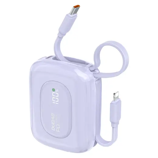 Dudao K32 22.5W 10000 mAh Powerbank with Built-in USB-C| Lightning Cable - Purple