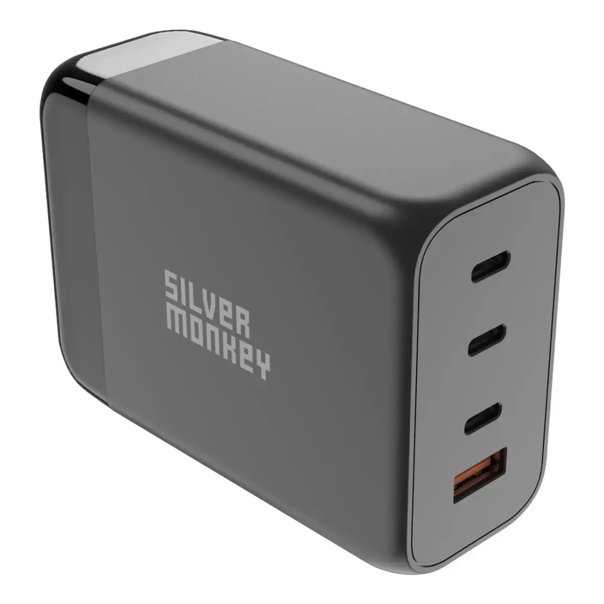 Silver Monkey SMA155 travel charger | 200W | GaN, PD, QC 3.0 | USB-C, USB-A | with Detachable Power Cable included | black