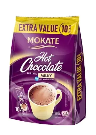 Šokolādes dzēriens MOKATE MILK maisiņā 18g x 10gb.