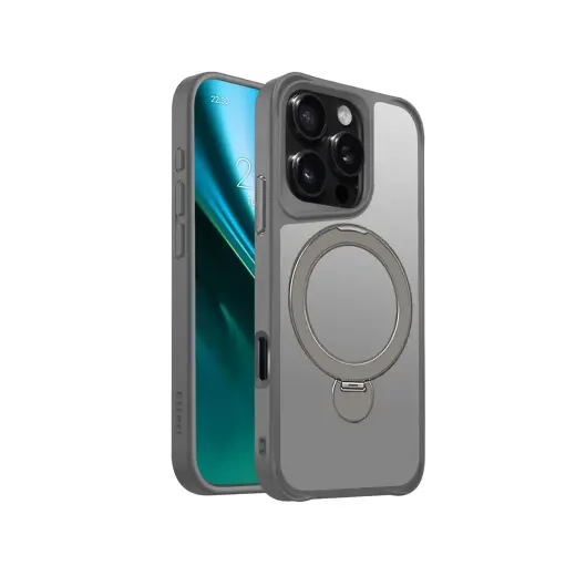 Etteri Matt Mag Ring maciņš ar statīvu un MagSafe atbalstu telefonam iPhone 16 Pro pelēks