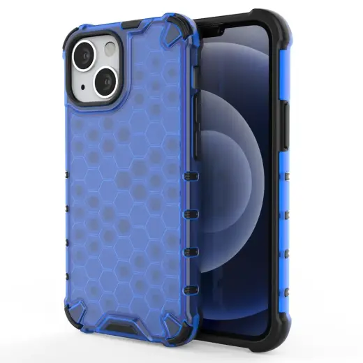 Honeycomb Armor phone case for iPhone 13 mini blue
