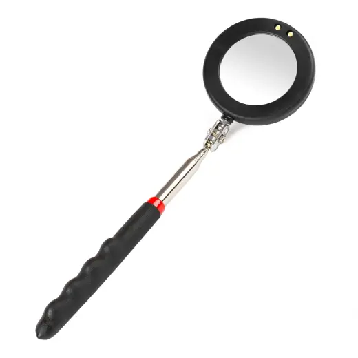 Telescopic inspection mirror with LED lamp