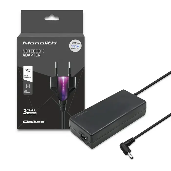 Qoltec Power adapter for laptop Dell 130W | 19.5V | 6.67A | 4.5*3.0+pin | +power cable