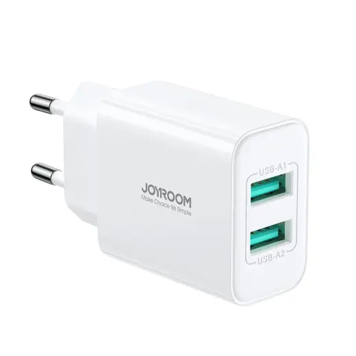 Joyroom JR-TCN04 2xUSB-A 10.5W 2.1A mains charger - white