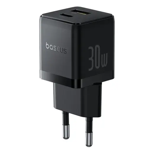 Baseus Palm tīkla lādētājs | 30W | PD, QC | USB-C, USB-A | melns