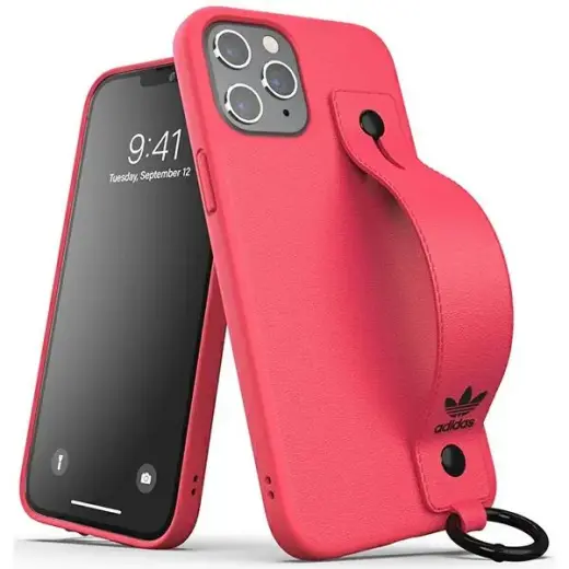 Adidas telefono dėklas su rankos dirželiu, skirtas iPhone 12 Pro Max, rožinis