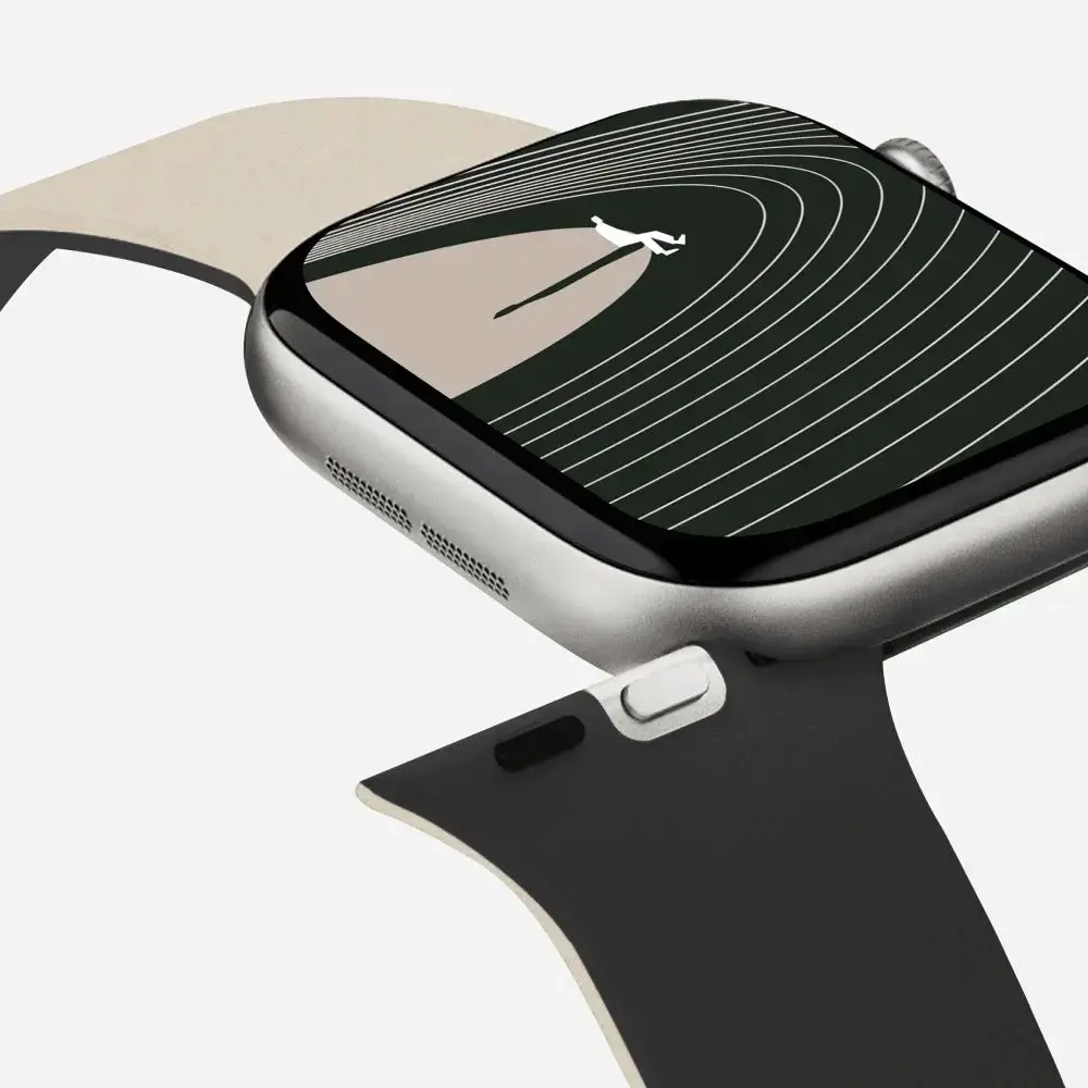 Moft Snap Duo viedpulksteņa siksniņa priekš Apple Watch 1-5/6/7/8/9/10/11/SE/SE 2/SE 3 (38/40/41/42 mm) | mākslīgā āda | balta/melna