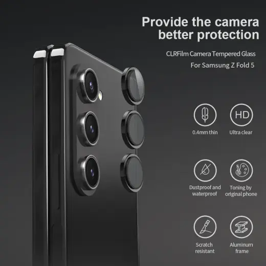 Nillkin CLRFilm Camera Tempered Glass for Samsung Galaxy Z Fold 5 5G Black