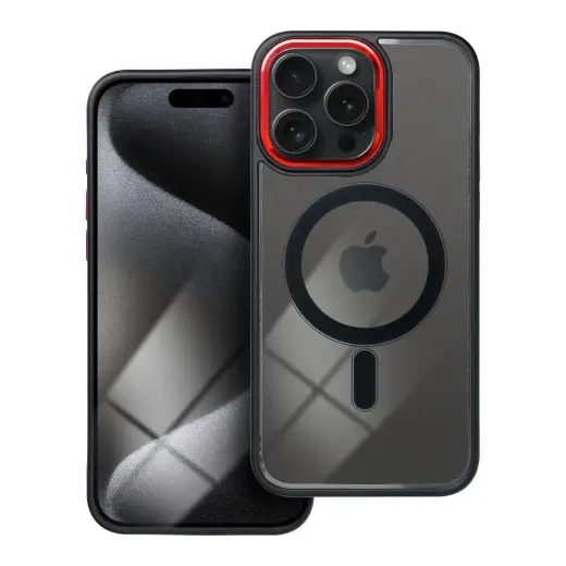 Case for iPhone 15 PRO MAX Color Edge Mag Cover compatible wih MagSafe black-red