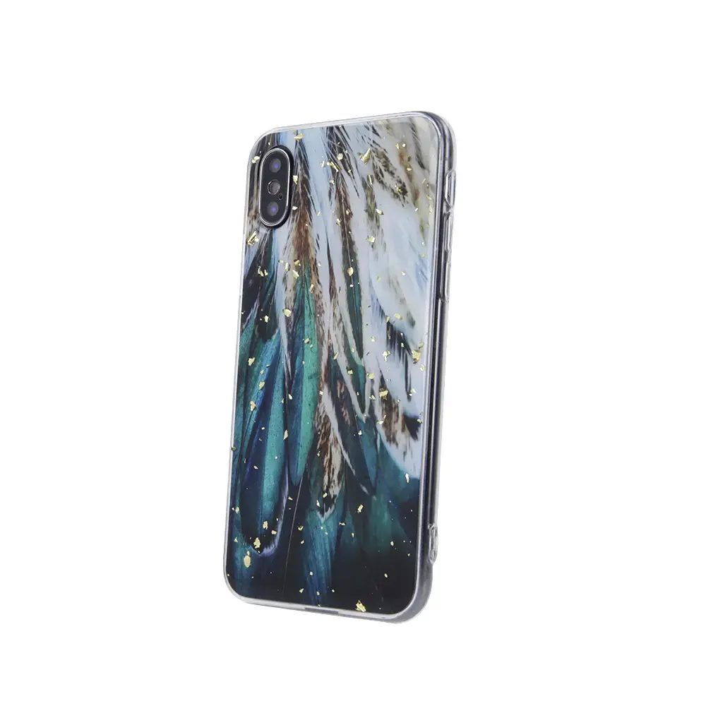 Fusion Gold Glam Feathers silicone case for Apple iPhone 13