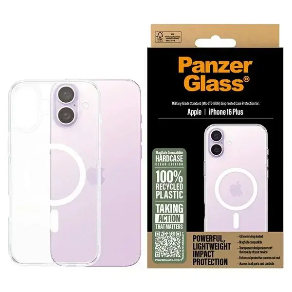 PanzerGlass HardCase maciņš ar MagSafe atbalstu telefonam iPhone 16 Plus balts