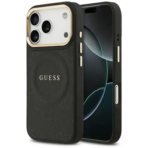 Case Guess Peony Hot Stamp MagSafe for iPhone 17 Pro black