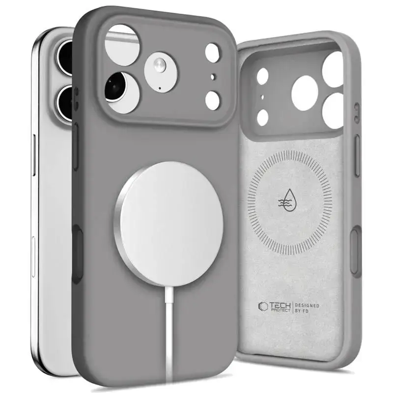 TECH-PROTECT SILICONE phone case with MagSafe support for Apple iPhone 17 Pro Max gray