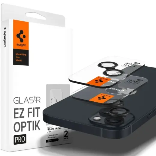 Spigen OPTIK.TR "EZ FIT" CAMERA PROTECTOR 2-PACK IPHONE 14|14 PLUS BLACK COVER