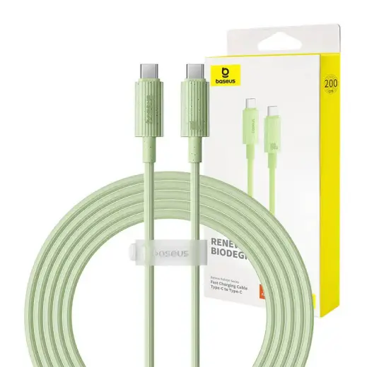 Baseus Habitat Series datu pārraides un uzlādes vads | USB-C uz USB-C | 100W | 2m | zaļš