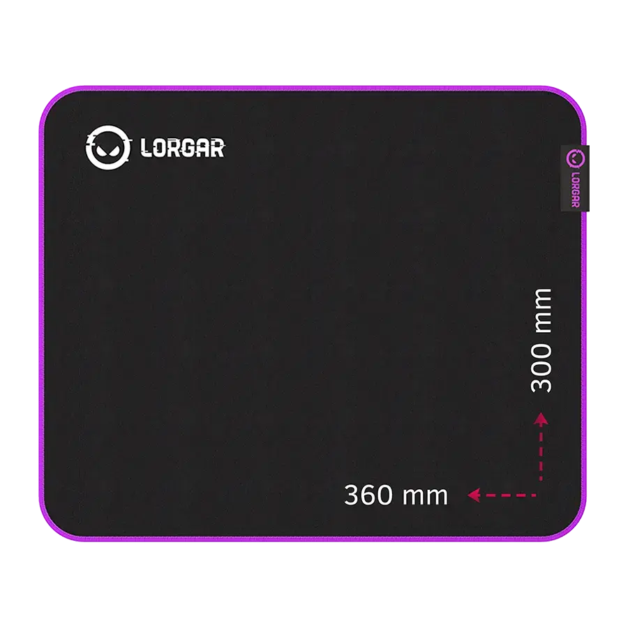 Lorgar Main 313, Gaming mouse pad, High-speed surface, Purple anti-slip rubber base, size: 360mm x 300mm x 3mm, weight 0.195kg