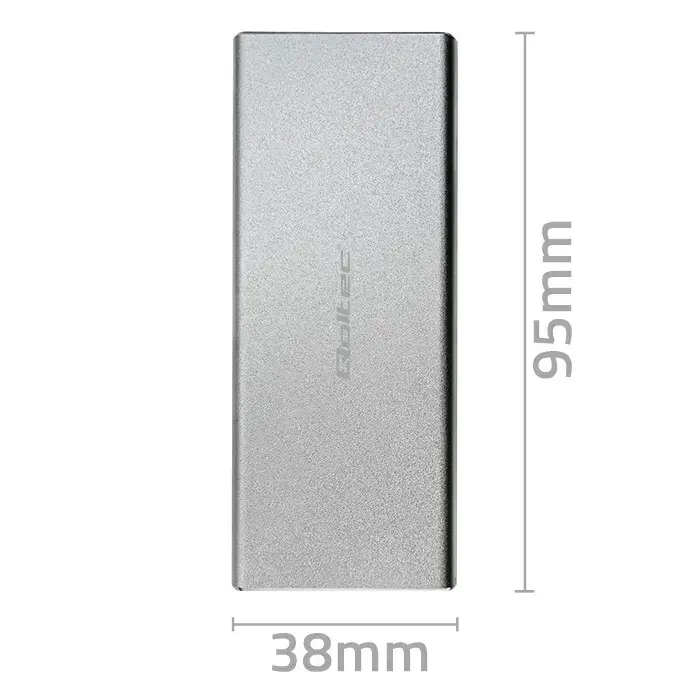 Qoltec Aluminium Enclosure | M.2 SSD drive | SATA | NGFF| USB 3.0 | Super speed 5GB/s | 2TB | Silver
