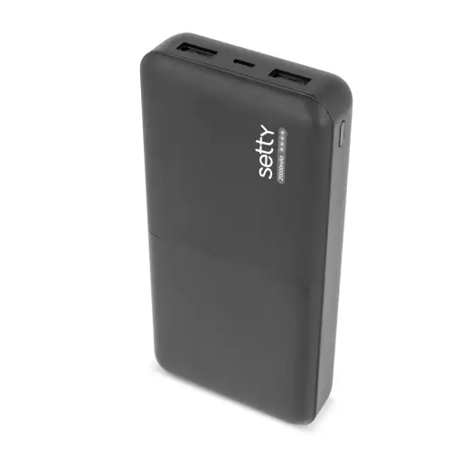 Setty SPB-20 ārējais akumulators (powerbank) | 20000 mAh | melns