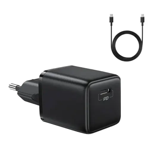 Joyroom L-P251 зарядное устройство | 25W | PD | USB-C | с проводом USB-C на USB-C в комплекте | универсальный адаптер EU | черное