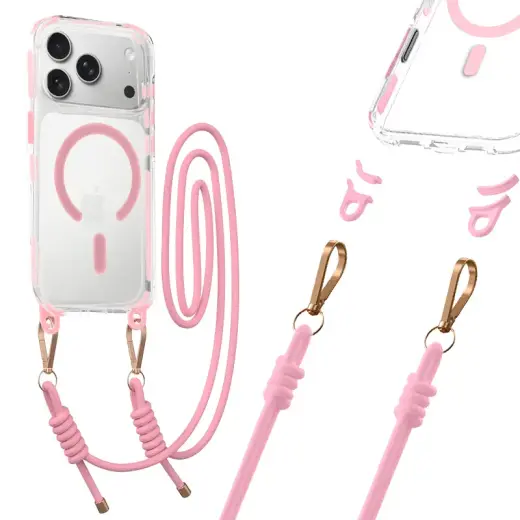 Tel Protect Strap Clear telefoni ümbris iPhone 17 Pro Max roosa