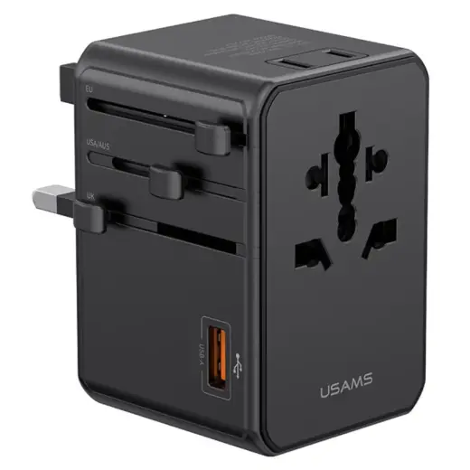 Adapter USAMS 4-in-1 Univesal      Travel Charger T72 65W US/AU/EU/UK black
