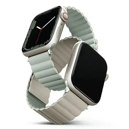 UNIQ Revix išmaniojo laikrodžio dirželis Apple Watch Series 1-8/SE/SE2/SE3 (38/40/41 mm) | silikoninis | žalias/smėlio