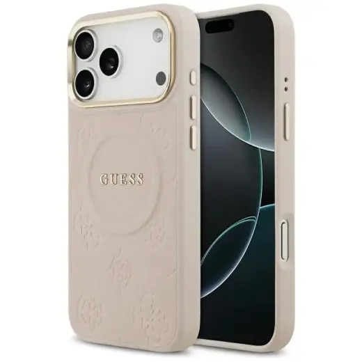 Case Guess Peony Hot Stamp MagSafe for iPhone 17 Pro Max pink